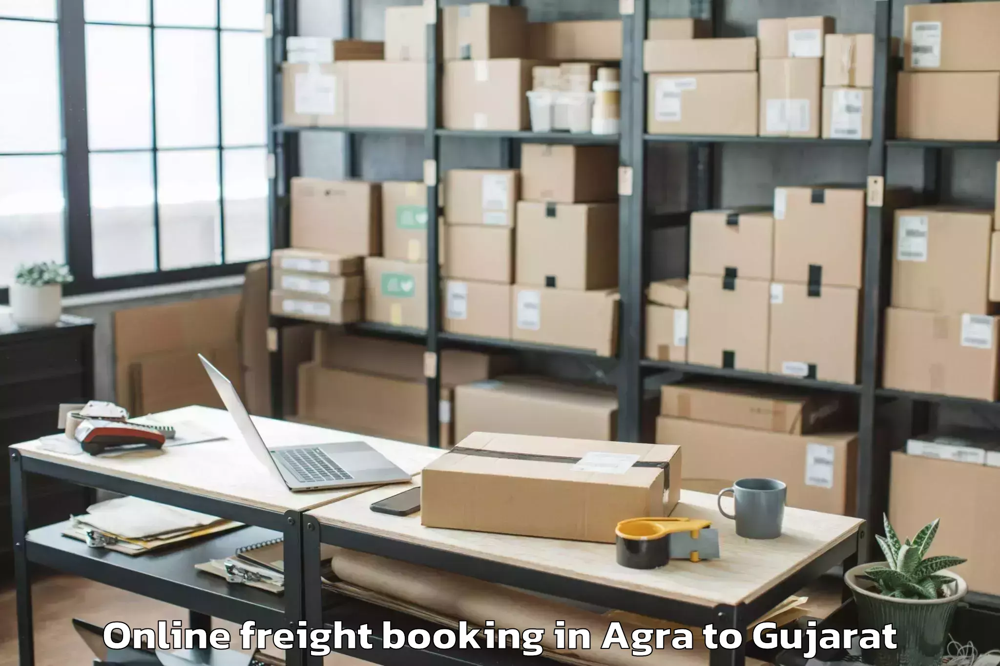 Easy Agra to Karjan Online Freight Booking Booking